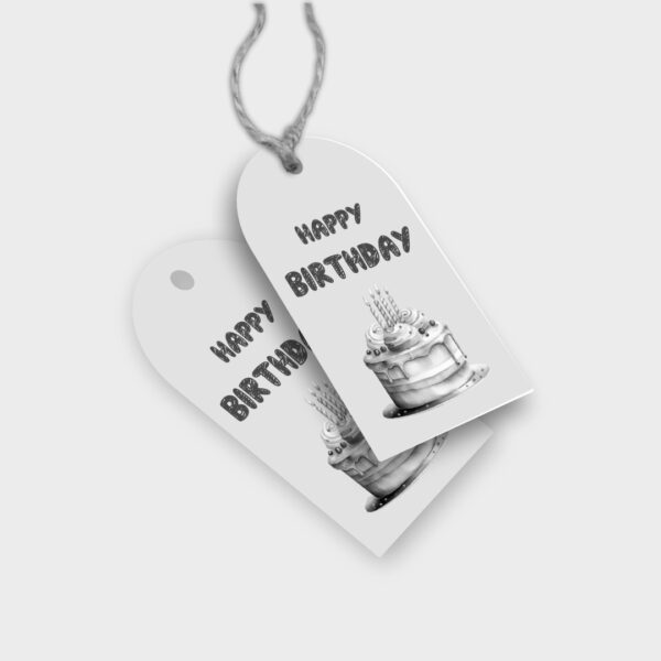 Happy BirthDay Tags Black & White Both side
